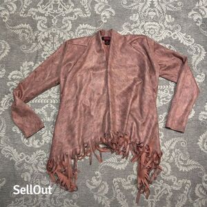 Rock & Roll Denim Women's Pink Fringe Jacket M Western Snake Print